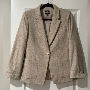 J. Crew Neutral Beige Helena Tweed Single-Button Blazer